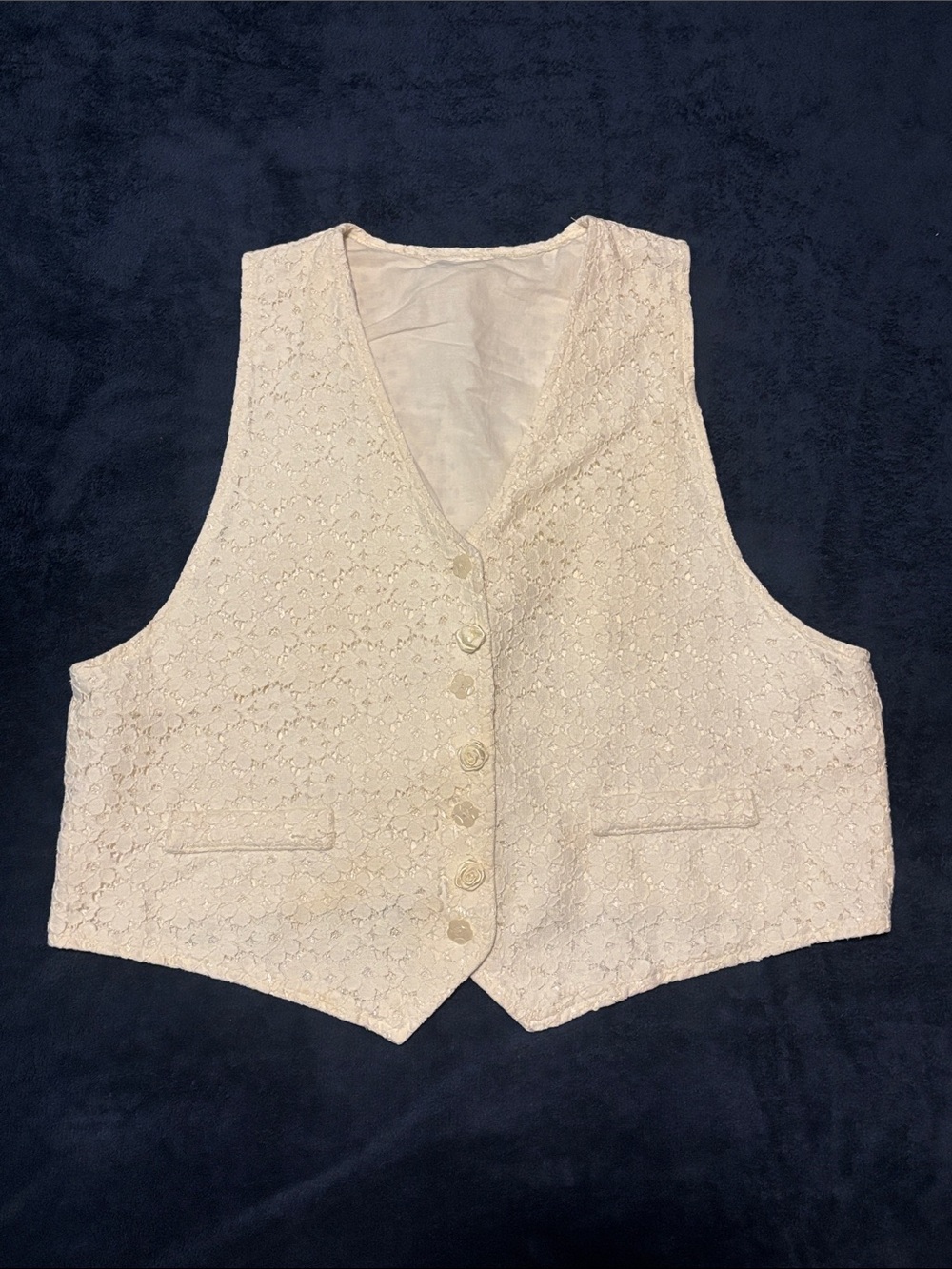 Vintage Ivory Lace Button-Front Women's Vest